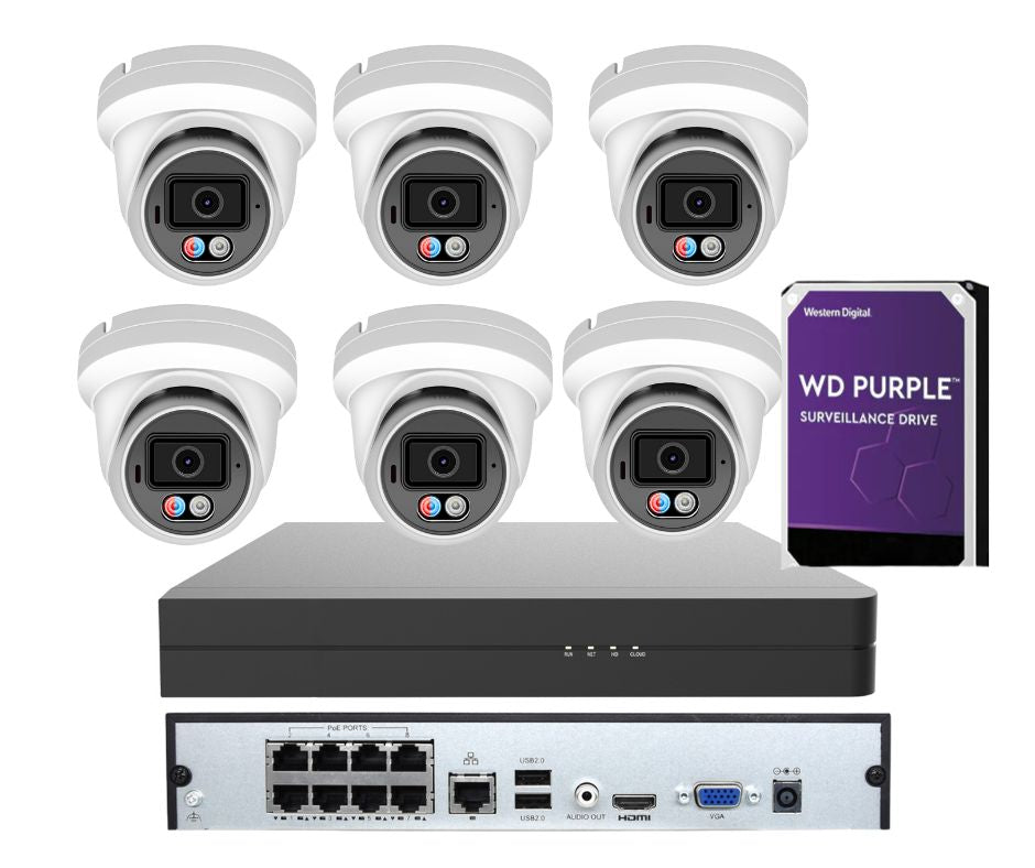 AI Active Deterrence 8MP Full color 8CH NVR Ultra 4K POE Turret Camera Kit