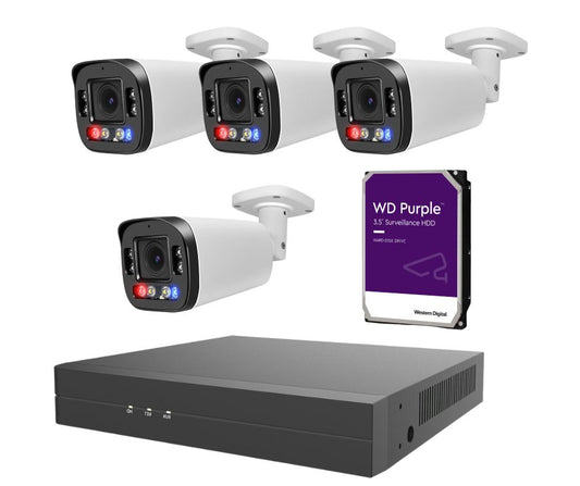 AI Active Deterrence 8MP Full color 8CH NVR Ultra 4K POE Bullet Camera Kit