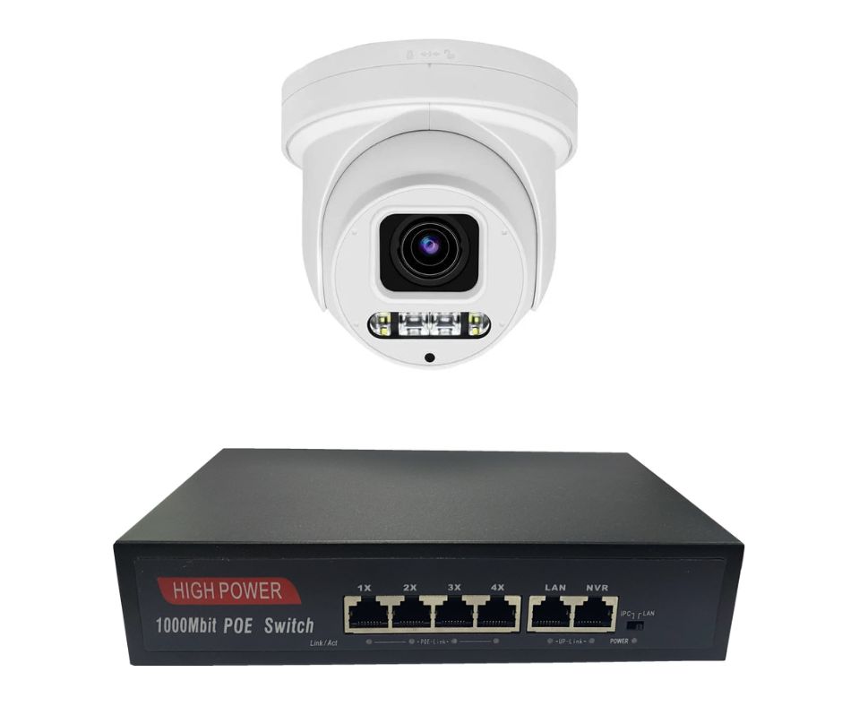 AI Active Deterrence 8MP Full Colour Turret PTZ POE Camera